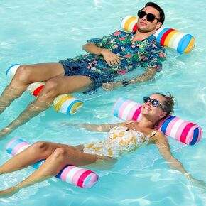 FindUWill 2 Pack Fabric Water Swimming Pool Floats Hammock, XL, Inflatable Multi-Purpose Water Hammocks Floaties (Saddle, Lounge Chair, Hammock, Drifter), Pool Float Lounger for Adults Vacation
