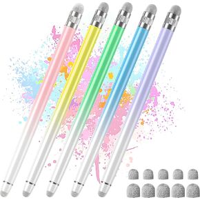 5 PCS stylus أقلام لشاشات اللمس ، و 10 أجزاء من نصائح القلم ، متوافقة مع جميع الشاشات ، ونصائح شبكة الألياف البديلة لأقلام القلم