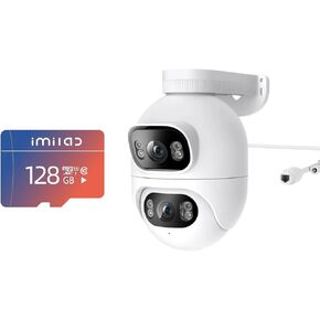 IMILAB EC6 Dual 2K+2K with 128GB SD Card: Dual Lens Camera for Home Security, 360 Coverage Surveillance PTZ Outdoor Camera