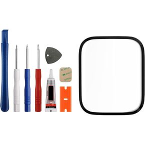 Front Glass Outer Screen Lens Replacement Compatible with Apple Watch Series 7/8/9 iWatch 45mm with Tools(No Display and Touch digitizer)