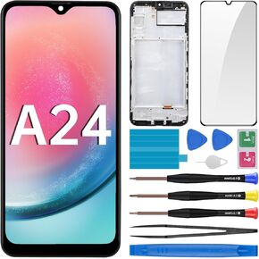 for Samsung Galaxy A24 Screen Replacement with Frame LCD Display Touch Digitizer Full Assembly Fix Glass with Repair Tools Kit SM-A245F