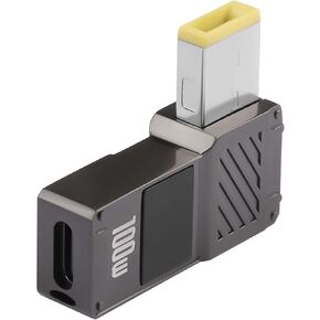 GINTOOYUN 2PCS USB C to Slim Tip Charging Converter Adapter 100W 5A Laptop Type C Female Input to Right Angle Slim Tip Rectangle Plug Converter for E440 E450 E550 E560 T430 T440 T440S (Square Socket)