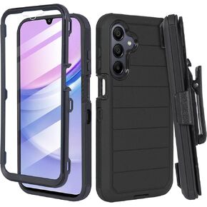 Designed for Samsung Galaxy A16 5G Case with Built-in Screen Protector, Belt Clip Holster, Heavy Duty Shockproof Drop Protection Military Grade Cover with Kickstand (Black)
