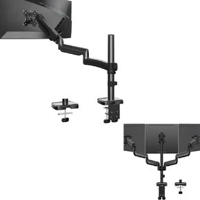 MOUNTUP Triple Monitor Mount, 3 Monitor Desk Mount for 17''-32'' Screens+MOUNTUP Single Monitor Desk Mount, Monitor Mount for 13-32 inch
