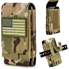 bvya Large Tactical Molle Dual Phone Holster Pouch Belt Carrying Double Case Cover for iPhone 16 Pro Max/16 Pro/16/15 Pro Max/15 Pro/15/14 Pro Max/14 Pro/14/13 Pro Max/13 Pro/13