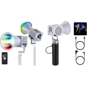 NEEWER 60W Portable RGB LED Video Light Handheld Fill Light, APP/2.4G/Panel Control 18 Scenes 8700Lux/1m 2700-6500K CRI97, Battery Grip Power Supply for MS HB Series COB Video Lights Included