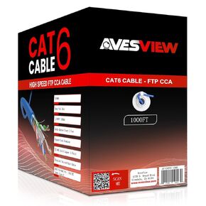 Plenum CAT 6 Ethernet Cable 1000ft Indoor Easy Pull Box 10Gbps Premium Quality CMP High-Speed Bulk CAT6 Cable 1000ft Shielded Copper Clad Aluminum (CCA) 23AWG 550MHz 1000FT CAT 6 Cable - Blue