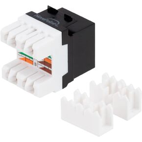 NavePoint CAT6 Keystone Jack, Snap-in, 180-Degree Termination, Thermoplastic, Black, 15-Pack, CE Compliant