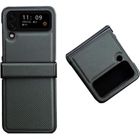 for Samsung Z Flip 4 5G Case Carbon Fiber Design Shockproof Back Cover Cover for Samsung Galaxy Z Flip4 Shell (Brown)