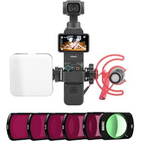 Pocket 3 ND Filters Set, Extension Adapter Dual Cold Shoe Mount Camera Extender Frame 6 Pack - CPL ND4 ND8 ND16 ND32 ND64 for DJI Osmo Pocket 3 Creator Combo Accessories