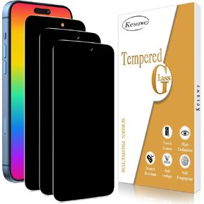 Kesuwe [3 Pack Privacy Screen Protector for iPhone 16 Pro Max, Anti Spy, Anti Scratch, 9H Hardness, HD Clear, Ultra Resistant, Bubble Free, Case Friendly, Easy Installation