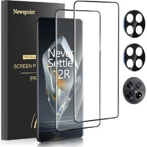 [2+2 PACK] for OnePlus 12 Screen Protector with Camera Lens Protector, 9H Hardness Anti-Scratch Support Fingerprint Unlock Tempered Glass Screen Protector for OnePlus 12 5G
