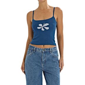 Women's Y2k Knit Crop Tank Tops Spaghetti Strap Backless Camisole Sexy Sleeveless Crochet Going Out Vest Crop Tops