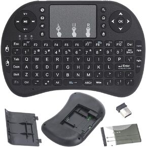 Mini Keyboard Remote Control with Touchpad Mouse, 2.4GHz Wireless USB Dongle, RGB Backlit, for Android TV Box, Smart TV, PC, Laptop, Windows OS, HTPC, Home Theater PC
