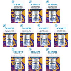 50 Schmetz Gold Embroidery Sewing Machine Needles - Size 75/11 - Box of 10 Cards