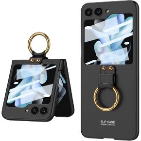 Dootoo for Samsung Galaxy Z Flip 3 Case Ultra Thin Matte PC Cover مع حلقة ， هجينة 9H الزجاجية الحامي العدسة الكاميرا الشاملة ل Samsung Galaxy Z Flip 3 5G (أرجواني)