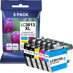 LC30135PKS 5-Pack High Yield Color Ink Cartridges, Page Yield Up to 400 Pages/Cartridge,Includes Black Cyan Magenta and Yellow LC3013 Replacement for Brother LC3013 3011 Work for MFC-J491DW MFC-J497DW