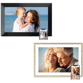 Frameo Digital Picture Frame 2 pack, 10.1inch, 1pc Black Photo Frame Electronic 16GB Memory, 1280*800IPS Touch Screen, 1 pc Champagn Gold Digital Photo Frame 32GB Memory, 1280*800IPS Touch Screen, Aut