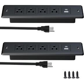 شريط الطاقة المريح الأثاث ، 20 واط USB C محطة الشحن السريع ، دفق مكتب جبل oulte مع 2 منافذ USB ، 4 منافذ التيار المتردد ، سلك التمديد 6 قدم ، أسود