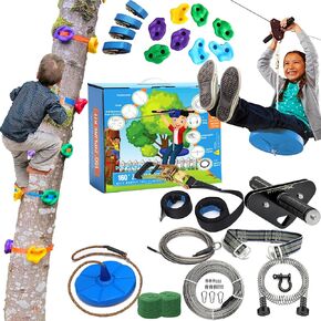 Hyponix Zip Lines for Kids and Adults Outdoor up to 350 Lbs - 160 ft / 120 ft - 100% Rust Proof W/Safety Harness Zip Line Kit | Zipline for Backyard Kids and Adults | Zipline Kits for Backyard