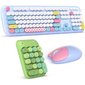 Wireless Keyboard and Mouse Combo with 8 Multimedia Keys + Wireless 18-Key Numeric Keypad, 2.4GHz Portable Numpad for Laptop, Desktop, PC, Financial Accounting Use