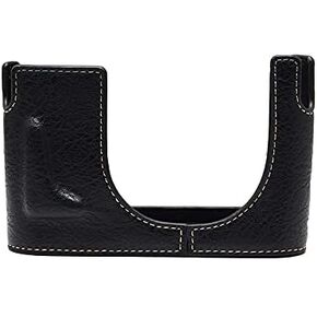 for Leica Q Case, BolinUS Handmade PU Leather Half Camera Case Bag Cover Bottom Opening Version for Leica Q with Hand Strap (Black)