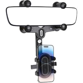Rear View Mirror Phone Holder for Car, 360° Rotatable Retractable Car Rearview Mirror Cell Phone Holder, Multifunctional Phone Mount Clip for Most Smartphones & Vehicles