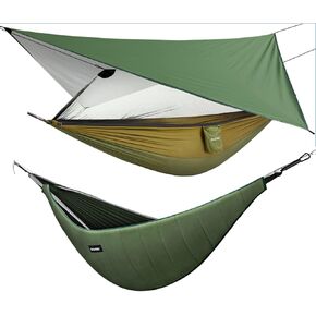 G4Free Camping Hammock with Net and Underquilt- Portable Hammock Tent with Underquilt, Hammock with Rainfly for 4 Season Outdoor Hiking Camping Backpacking Travel