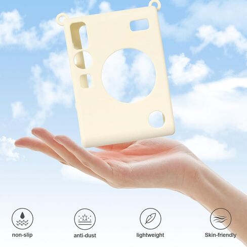 Silicone Case & Tempered Glass Screen Protector & PET Lens Flim For Fujifilm Instax Mini Evo，Accessories for Fuji Instax Mini Evo，No Camera-White in Kuwait
