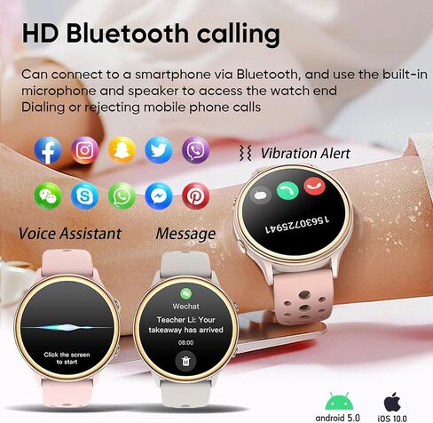 LAKEYLOYI Smart Watch for Women Men can Call and Text Answer Make Calls 1.43" AMOLED Full Touch Ultra-Thin Smartwatches 100 Sport Waterproof Fitness Tracker Smartwatch for Android iOS (D-Pink) in Saudi Arabia