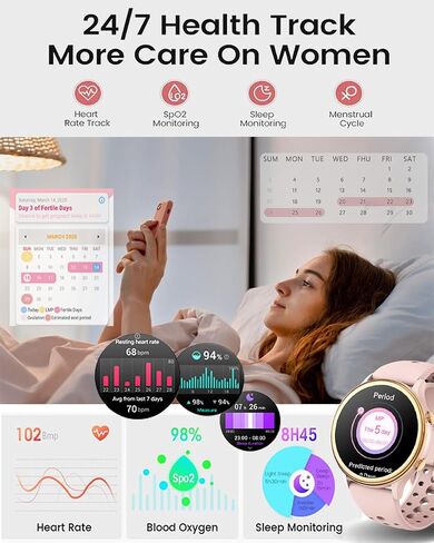 LAKEYLOYI Smart Watch for Women Men can Call and Text Answer Make Calls 1.43" AMOLED Full Touch Ultra-Thin Smartwatches 100 Sport Waterproof Fitness Tracker Smartwatch for Android iOS (D-Pink) in Saudi Arabia