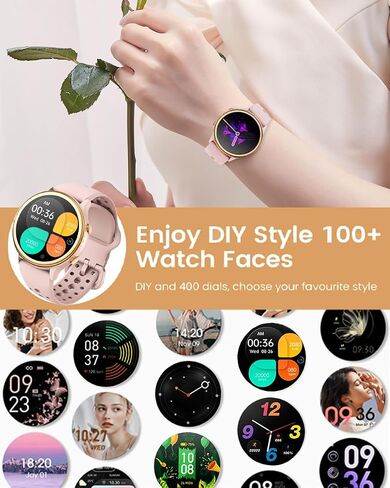 LAKEYLOYI Smart Watch for Women Men can Call and Text Answer Make Calls 1.43" AMOLED Full Touch Ultra-Thin Smartwatches 100 Sport Waterproof Fitness Tracker Smartwatch for Android iOS (D-Pink) in Saudi Arabia
