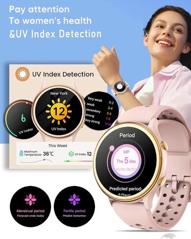 LAKEYLOYI Smart Watch for Women Men can Call and Text Answer Make Calls 1.43" AMOLED Full Touch Ultra-Thin Smartwatches 100 Sport Waterproof Fitness Tracker Smartwatch for Android iOS (D-Pink) in Saudi Arabia