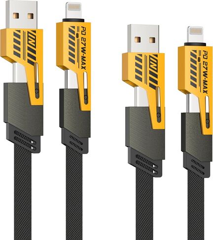 كابل شحن USB C 4 في 1، كابل لايتنينج 65 وات 3.3 قدم شحن سريع، كابل شحن متعدد مع منفذ Lightning/Type C/USB A للهواتف المحمولة/الأجهزة اللوحية/Samsung Galaxy والمزيد in Saudi Arabia