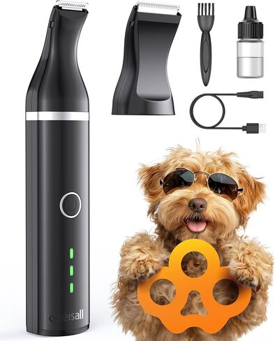 oneisall Dog Paw Trimmer,Corldless Paw Trimmer for Dogs with Double Blades,Quiet 2 Speed Small Dog Grooming Clippers for Paws, Eyes, Ears, Face, Rump (White) in Saudi Arabia