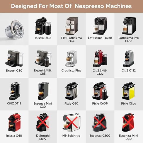 Stainless Steel Reusable Nespresso Capsules Permanent Coffee Pod Holder Compatible for Nespresso Machines (Silver capsules tamper) in Saudi Arabia