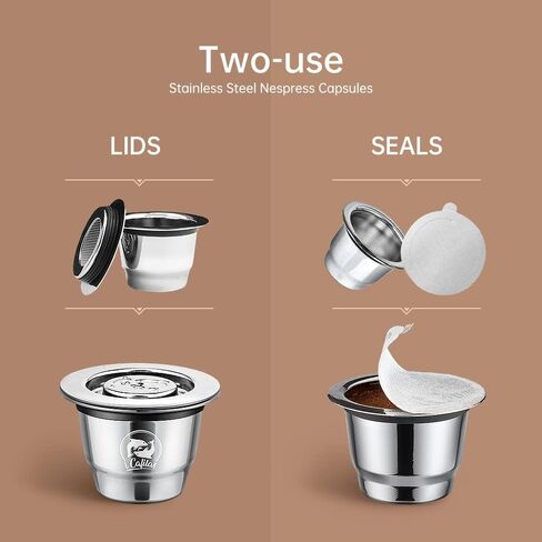 Stainless Steel Reusable Nespresso Capsules Permanent Coffee Pod Holder Compatible for Nespresso Machines (Silver capsules tamper) in Saudi Arabia