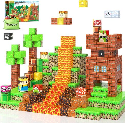 Magnetic Blocks Building Toys - Build Mine Magnet World Set, Toddler Kids Toys Magnet Toys for Boys & Girls Ages 3-5 5-7 8-12, 1'' Magnetic Cubes Game Themed Gifts Toys for 3+ Year Old Boys & Girls in Saudi Arabia