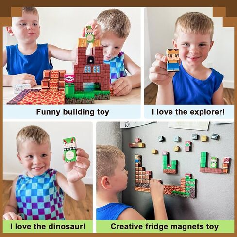 Magnetic Blocks Building Toys - Build Mine Magnet World Set, Toddler Kids Toys Magnet Toys for Boys & Girls Ages 3-5 5-7 8-12, 1'' Magnetic Cubes Game Themed Gifts Toys for 3+ Year Old Boys & Girls in Saudi Arabia