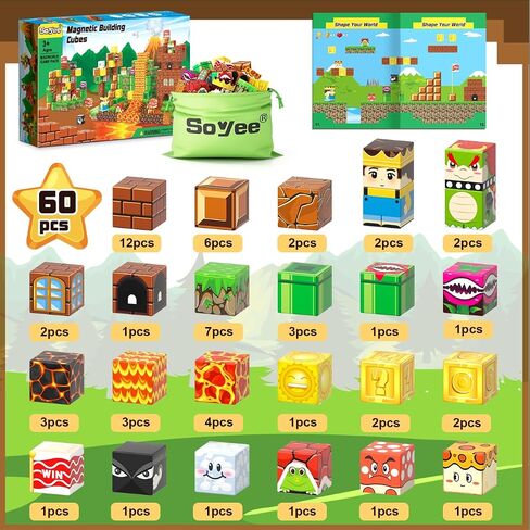 Magnetic Blocks Building Toys - Build Mine Magnet World Set, Toddler Kids Toys Magnet Toys for Boys & Girls Ages 3-5 5-7 8-12, 1'' Magnetic Cubes Game Themed Gifts Toys for 3+ Year Old Boys & Girls in Saudi Arabia