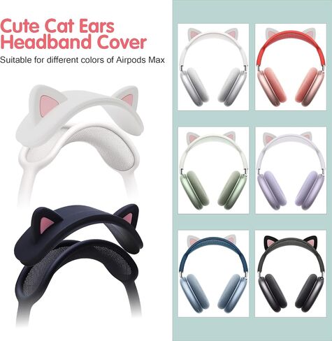 Headband Cover for AirPods Max, Cute cat Ears Design Soft Silicone Headphone Headband Protectors/Comfort Cushion/Top Pad Protector Sleeve Compatible with Apple AirPods Max,Provided by LTGEM (White) in Saudi Arabia