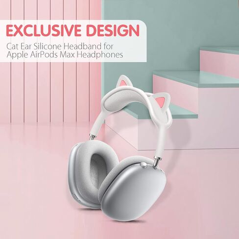 Headband Cover for AirPods Max, Cute cat Ears Design Soft Silicone Headphone Headband Protectors/Comfort Cushion/Top Pad Protector Sleeve Compatible with Apple AirPods Max,Provided by LTGEM (White) in Saudi Arabia