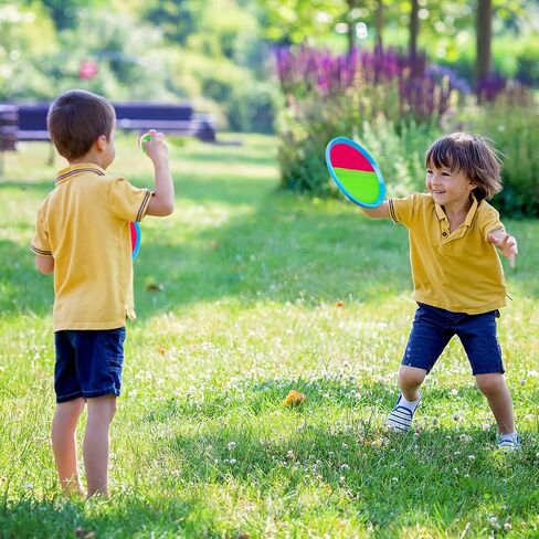 Toss and Catch Ball Game, Outdoor Toys for Beach Pool Yard Camping | 4 Paddles 4 Sticky Balls & Storage Bag, Backyard Outside Games for Kids Ages 3-12 & Family, Birthday & Holiday Gift for Boys in Kuwait