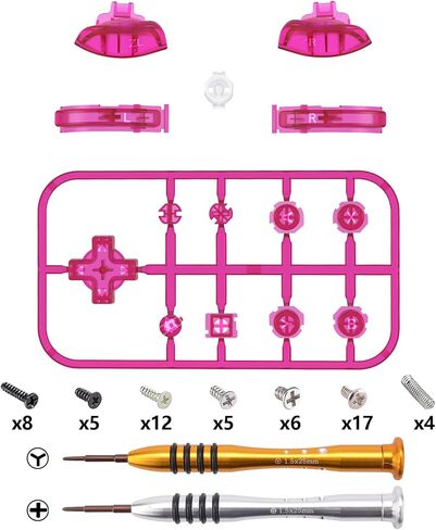 eXtremeRate Clear Candy Pink Replacement ABXY Home Capture Plus Minus Keys Dpad L R ZL ZR Trigger for Nintendo Switch Lite, Full Set Buttons Repair Kits with Tools for Nintendo Switch Lite in Kuwait