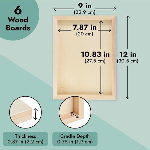 6 Pack Unfinished Wood Canvas Boards for Painting, 6x6 Square Wooden Panels for Crafts in Saudi Arabia