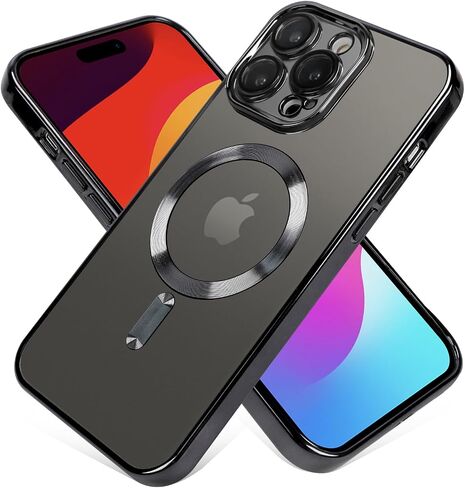 OOK Phone Case Made for iPhone 15 Pro Max (6.7 Inch) with Camera Lens Protector (Compatible with MagSafe) Anti-Scratch Shockproof Slim Magnetic Phone Cover for Women Men - Black in Saudi Arabia