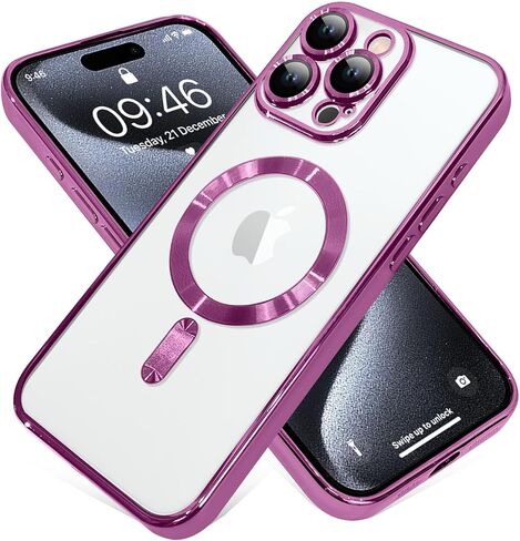 علبة هاتف OOK مصنوعة لـ iPhone 15 Pro Max (6.7 بوصة) مع واقي عدسة الكاميرا (متوافق مع Magsafe) غطاء هاتف مغناطيسي مضاد للصدمات المضاد للصدمات للنساء - أسود - أسود in Kuwait