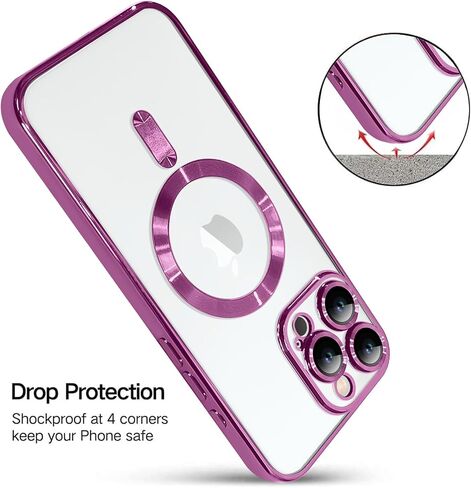 علبة هاتف OOK مصنوعة لـ iPhone 15 Pro Max (6.7 بوصة) مع واقي عدسة الكاميرا (متوافق مع Magsafe) غطاء هاتف مغناطيسي مضاد للصدمات المضاد للصدمات للنساء - أسود - أسود in Kuwait