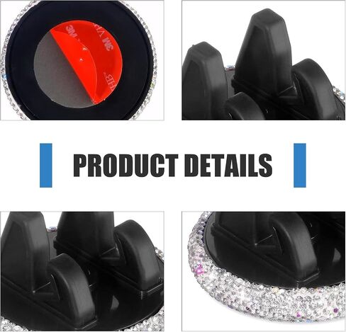 Bling Rhinestone Car Phone Holder, 360-Degree Adjustable 3.15" x 1.77" Self-Adhesive Dashboard Phone Mount, Sparkling Center Console Holder for Most Cars (Silver) in Kuwait
