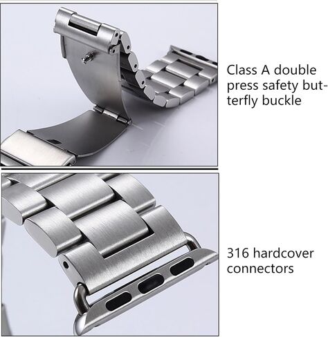 Smart Watch Bands for Apple Watch Strap 38mm 40mm 41mm 42mm 44mm 45mm 46mm 49mm, Stainless Wristband for iWatch Series 10 9 8 7 6 5 4 3 Ultra SE 2 1 in Saudi Arabia